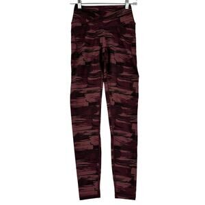 Alphalete Surface Power Ankle Legging Yoga Pant Burgundy Crossover Waist Size XS
